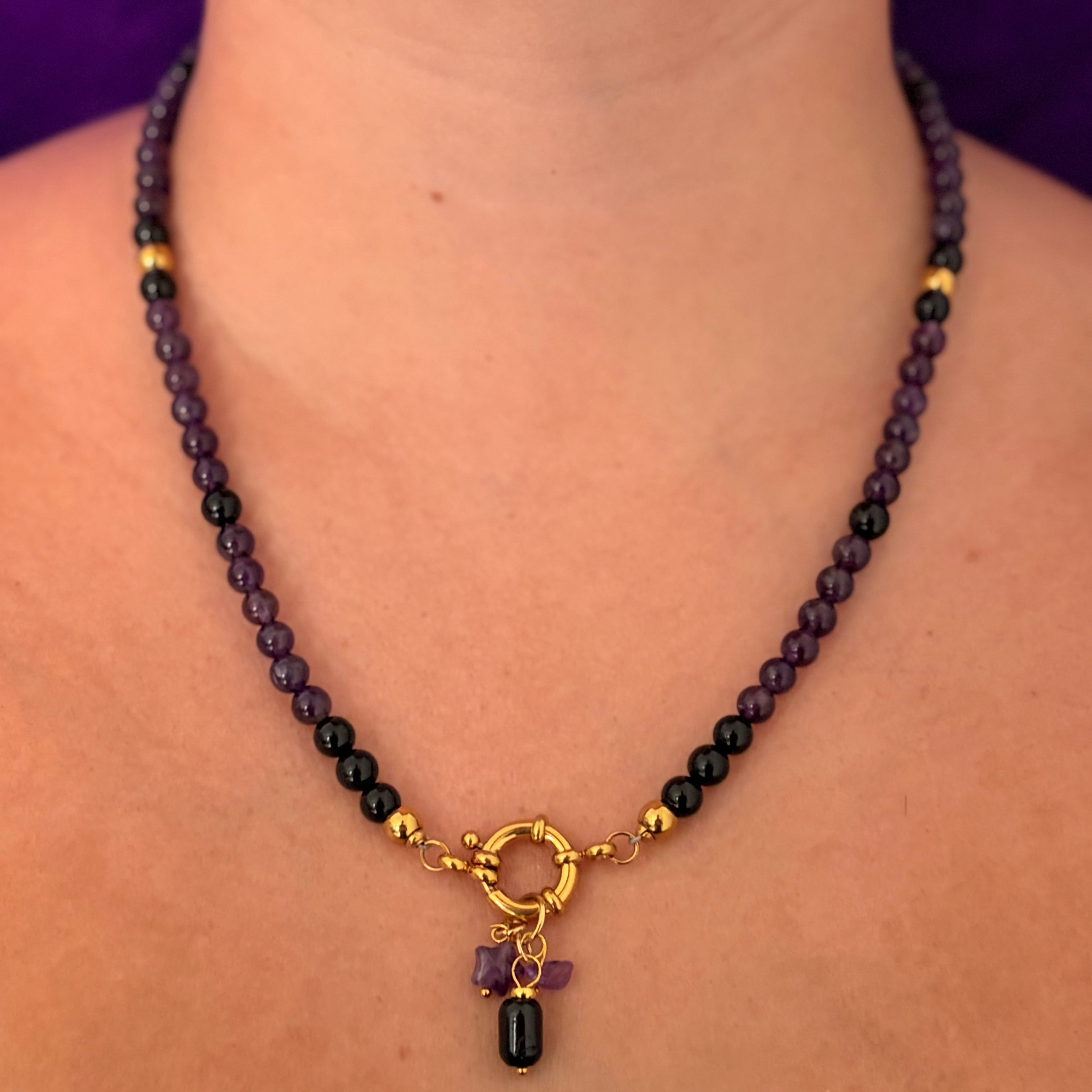 Collier Améthyste et Onyx